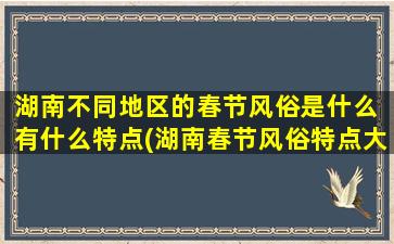 湖南不同地区的春节风俗是什么 有什么特点(湖南春节风俗特点大揭秘，了解一下！)